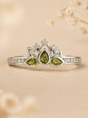 Disney x Pandora Tiana Tiara Ring Sz 7 Green CZ Sterling Silver 925